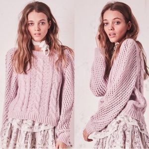 Love Shack Fancy Cabled Rosie Sweater in Thistle